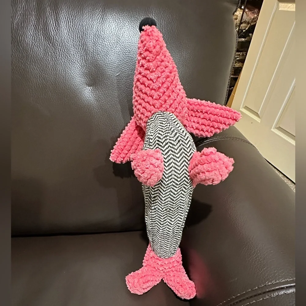 SQUEAKY TOY Cheerful Pink Black Dog Cat Plush Toy Terrycloth Soft Fabric
